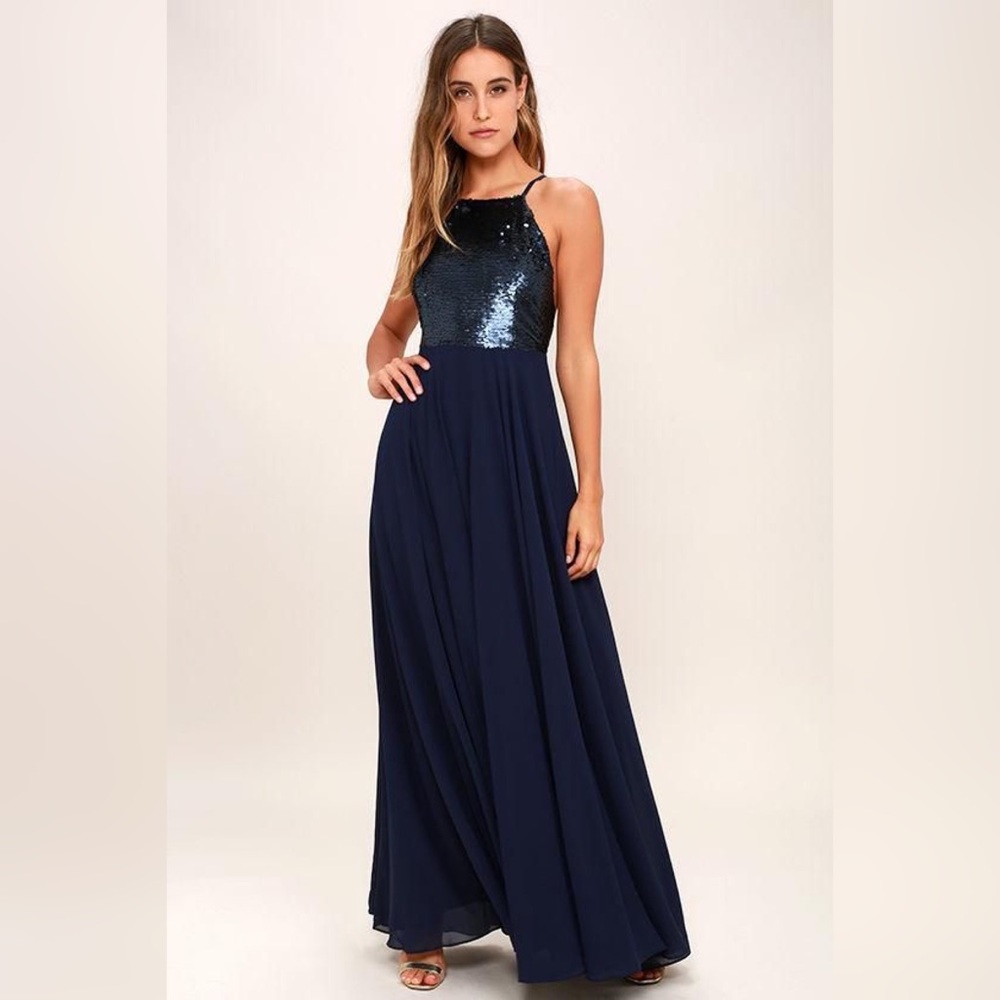 Lulus navy blue sequin dress - never altered. Only used once.